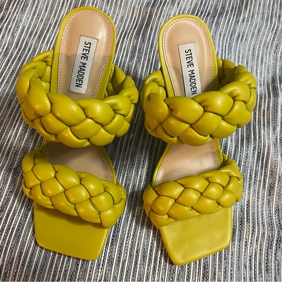 STEVE MADDEN Yellow Braided Heels *size 8M* - Picture 3 of 6